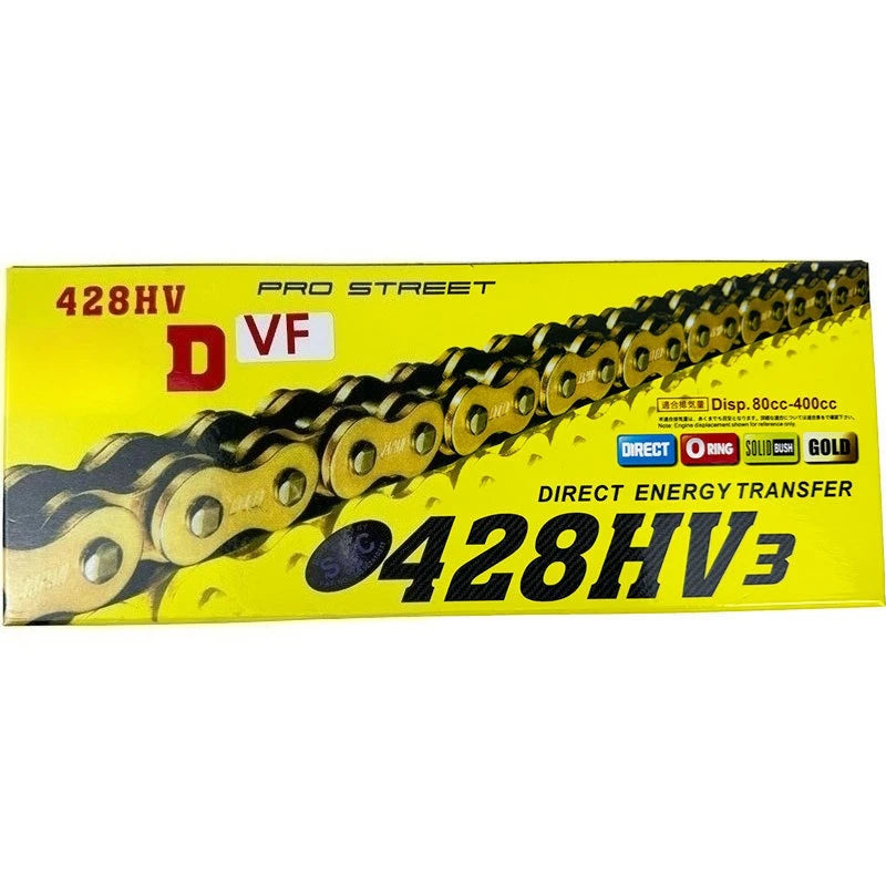 Guld O-Ring Motorcykelkæde – 428H / 520H / 525H / 530H | Forstærket Kæde til Street & Touring Bikes