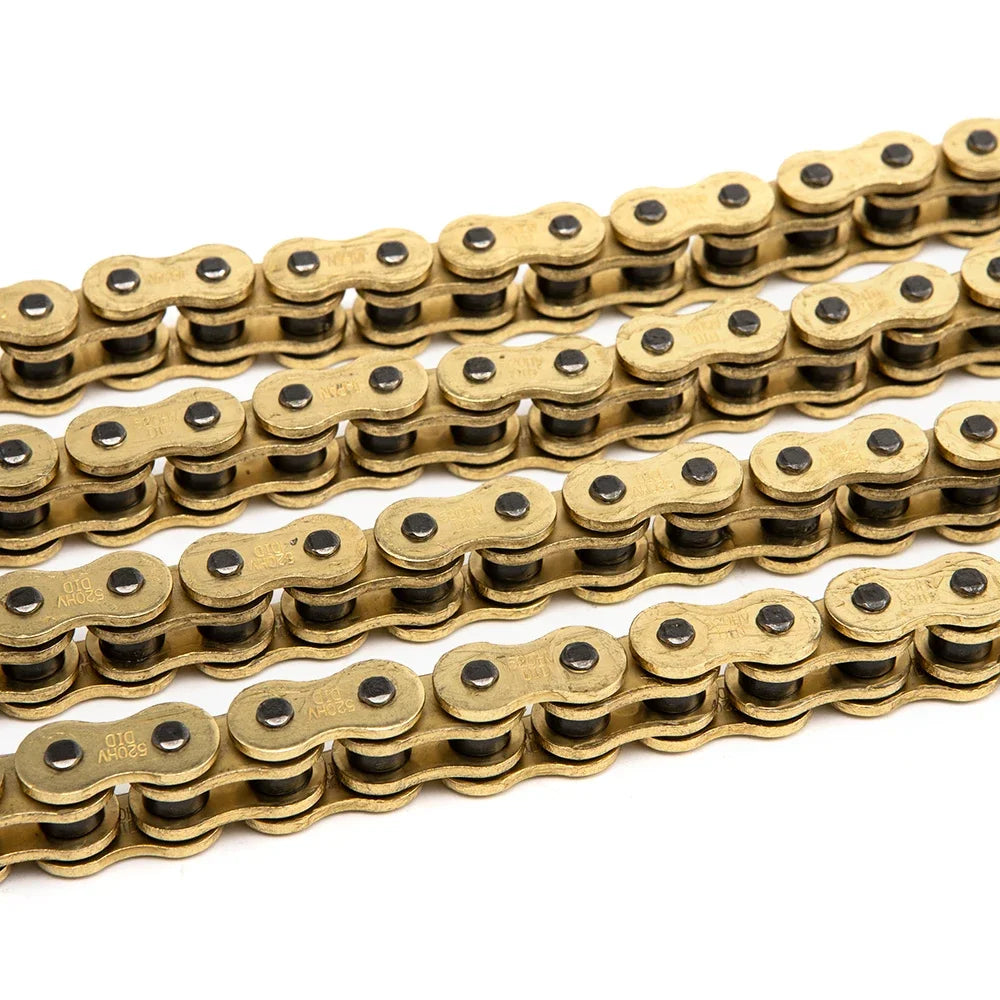 Guld O-Ring Motorcykelkæde – 428H / 520H / 525H / 530H | Forstærket Kæde til Street & Touring Bikes