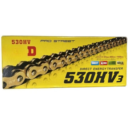 Guld O-Ring Motorcykelkæde – 428H / 520H / 525H / 530H | Forstærket Kæde til Street & Touring Bikes